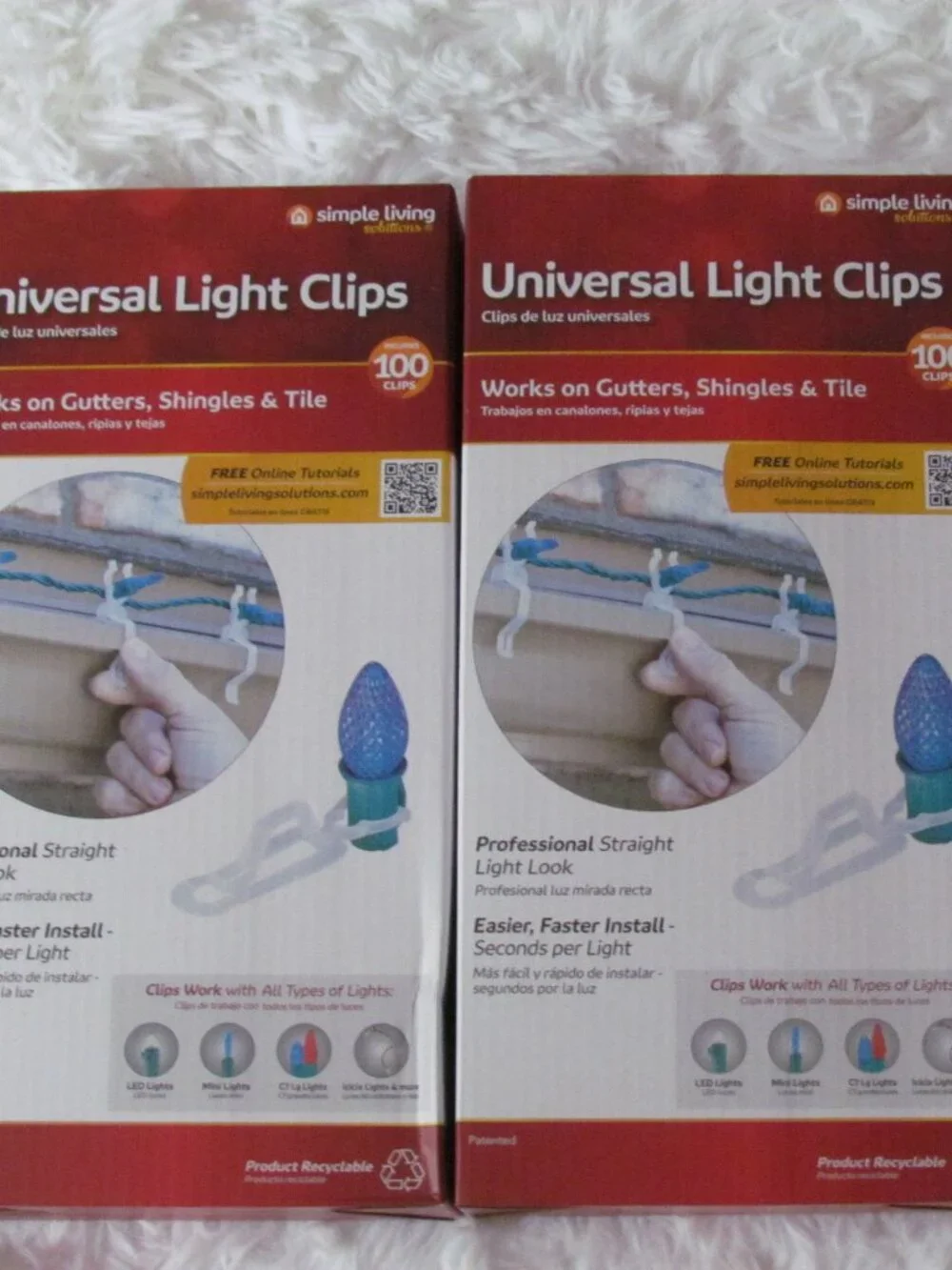 Simple Living Universal Light Clips 100 Per Box - Lot of 2 Boxes - NEW